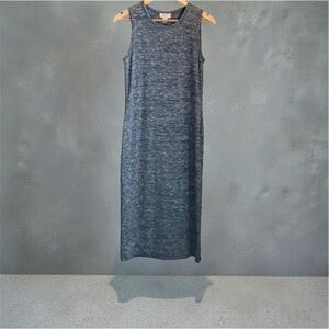 LOFT Gray Midi Sheath Dress Size Small | Sleeveless Knit Crew Neck Workwear